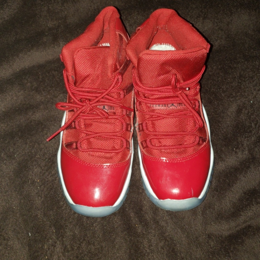 Boys red Jordan 11's size 5.5Y